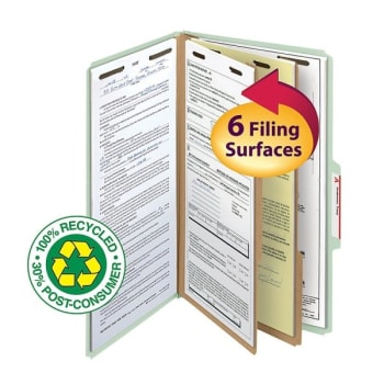 Image for Smead® Green/gray 2-Divider Legal Size Classification Folder, Package Of 10 from HD Supply