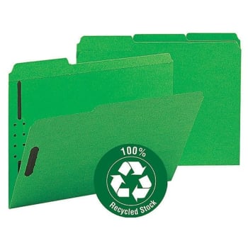 Image for SMEAD® Green 1/3 Cut Letter Size Reinforced Tab Fastener Folder, Package Of 50 from HD Supply