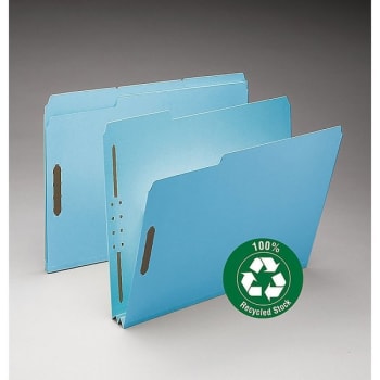 SMEAD® Blue 2" Expansion Letter Size Pressboard Fastener Folder, Package Of 25