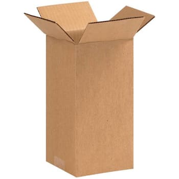 Box Partners Tall Corrugated Boxes 4"X4"X9" Kraft Package Of 25