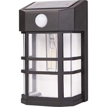 Image for Sylvania Outdoor Solar Powered Lantern, Wall Mount, Square, 2700k, 7", Black from HD Supply