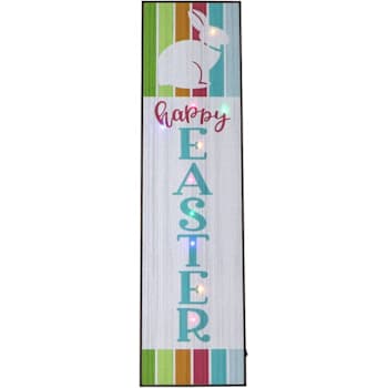 Fraser Hill Farm 45" Happy Easter Porch Leaner Sign With LED Lights, Multicolor
