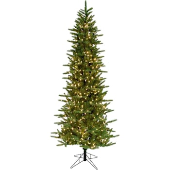 Fraser Hill Farm 6.5' Carmel Pine Slim Christmas Tree With Warm White LED Lights
