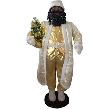 Fraser Hill Farm 58" Dancing African American Santa With Prelit Christmas Tree