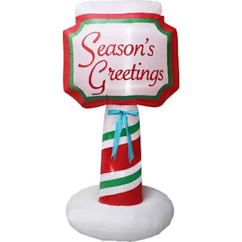 Fraser Hill Farm 6' Pre-Lit Inflatable Season'S Greetings Sign