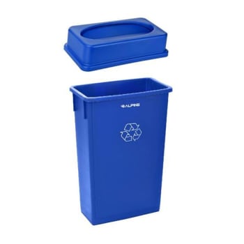 Image for Alpine Industries 23 Gallon Blue Trash Can Recycle Bin And Drop Slot Lid from HD Supply