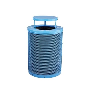 Image for Alpine Industries Outdoor Diamond Steel Trash Can-Rain Bonnet Lid 36 Gallon Blue from HD Supply