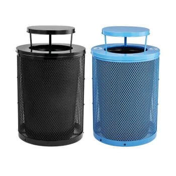Image for Alpine Industries Outdoor Diamond Steel Blue/Black Can-Rain Bonnet Lid 72 Gallon from HD Supply