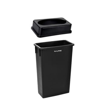 Alpine Industries 23 Gal Black Slim Commercial Trash Can With Drop Slot Lid