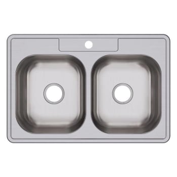 Image for Elkay Dayton Ss 33x 22x8-1/16" 1-Hole Equal Double Bowl Drop-Matte Black Faucet from HD Supply