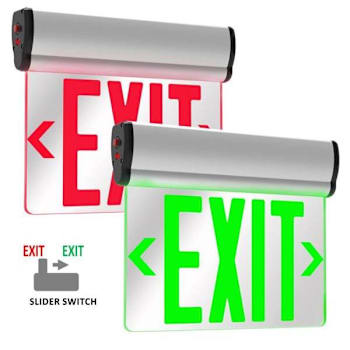 Image for Halco LED Edgelit Exit Sign, Red/Green Letters, Single/Double Face, Aluminum from HD Supply