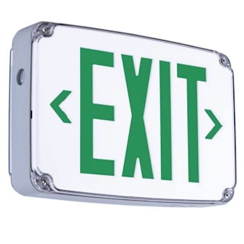 Halco LED Exit Sign, Wet/Cold Location, Green Letters, Single/Double Face, White