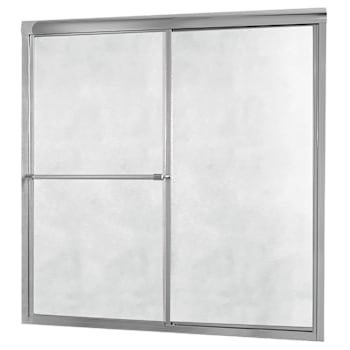 Seasons Raleigh 58 In. H X 56 In. To 60 In. W Framed Bypass Shower Door, Obscure Glass, Silver Finish
