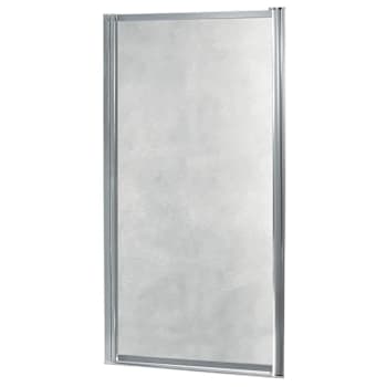 Seasons Raleigh 65 In. H X 35 In. To 65 In. W  Framed Pivot Door, Obscure Glass, Silver Finish