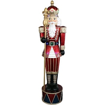 Fraser Hill Farm 6' Lighted Jeweled Nutcracker With Staff