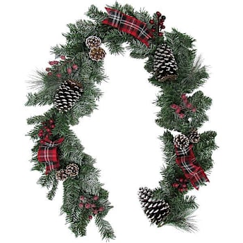 Image for Fraser Hill Farm 6' Lightly Frosted Christmas Garland With Pinecones And Bows from HD Supply