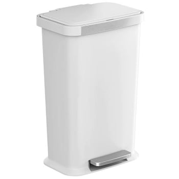 Image for HLS Commercial 13.2 G / 50 Liter White Plastic Step Pedal Trash Can With Odor Filter from HD Supply