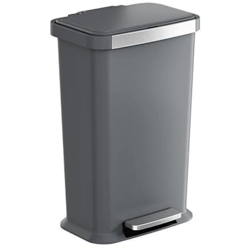 Image for HLS Commercial 13.2 Gal / 50 Liter Gray Plastic Step Pedal Trash Can/Odor Filter from HD Supply