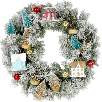 Image for Fraser Hill Farm 24" Snowy Christmas Village Wreath from HD Supply