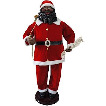 Fraser Hill Farm 58" Dancing African American Santa With Naughty And Nice List