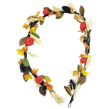 Fraser Hill Farm 9' Fall Harvest Garland With Corn Husks, Pumpkins, Pine Cones