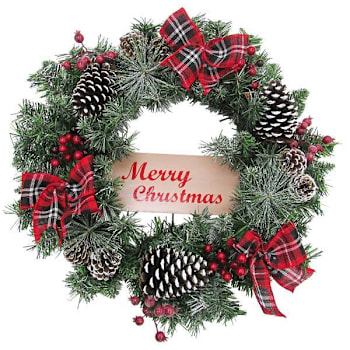 Fraser Hill Farm 24" Flocked Christmas Wreath With Pinecones, Berries And Bows