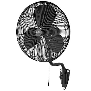 Blotek 24" 3-Speed Oscillating High Velocity Wall Mount Fan With 3 Blades, Black