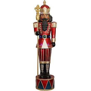 Image for Fraser Hill Farm 6' Lighted Jeweled African American Nutcracker With Staff from HD Supply