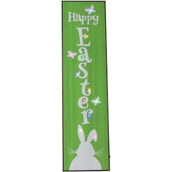 Fraser Hill Farm 45" Happy Easter Porch Leaner Sign With LED Lights, Green