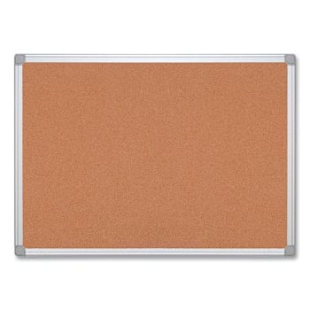 Mastervision Earth Cork Board 48"X36" Tan Surface Satin Aluminum Frame
