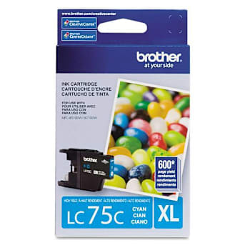 Brother Lc75c Innobella High-Yield Ink 600 Page-Yield Cyan