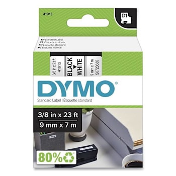 Image for DYMO D1 High-Performance Polyester Removable Label Tape .37"X23 Ft Black/White from HD Supply