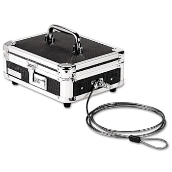Vaultz Locking Cast Box W/Tumbler Lock 10x8.75x5 Plastic Steel Black And Chrome