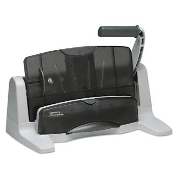 40-Sheet Lighttouch Heavy-Duty Two- To Seven-Hole Punch, 9/32" Holes, Black/Gray