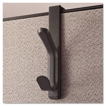 Universal Recycled Cubicle Double Coat Hook Plastic Charcoal