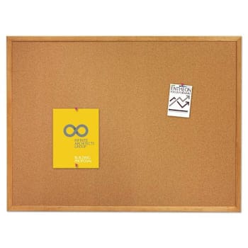 Image for Quartet Classic Series Cork Bulletin Board 96" X 48" Tan Surface Oak Finish from HD Supply
