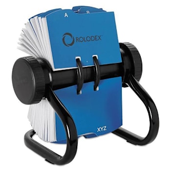 Rolodex Metal Open Rotary Business Card File Holds 400 Black