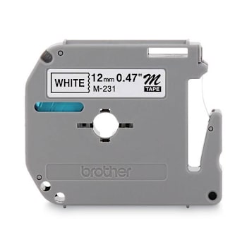 Brother M Series Tape Cartridge For P-Touch Labelers 0.47"X26.2 Ft Black/White