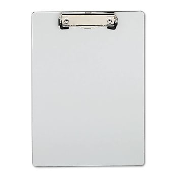 Universal Plastic Brushed Aluminum Clipboard Portrait Orientation 0.5" Silver