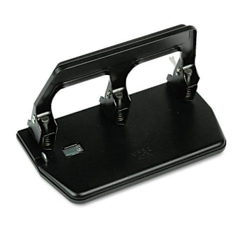 Image for Master 40-Sheet Heavy-Duty 3-Hole Punch With Gel Padded Handle 9/32" Holes Black from HD Supply