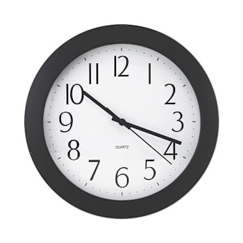 Universal Whisper Quiet Clock 12" Overall Diameter Black 1 AA Sold Separately