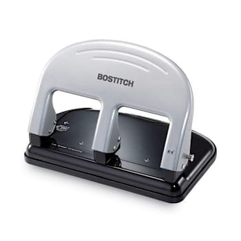 Image for Bostitch 40-Sheet Ez Squeeze Three-Hole Punch 9/32" Holes Black/Silver from HD Supply