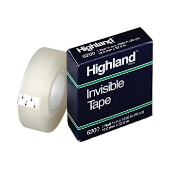 Image for Invisible Permanent Mending Tape, 1" Core, 0.75" X 36 Yds, Clear from HD Supply
