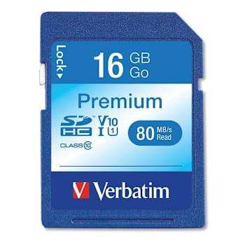 Verbatim 16gb Sdhc Memory Card Uhs-I V10 U1 Class 10 Up To 80mb/S Read Speed