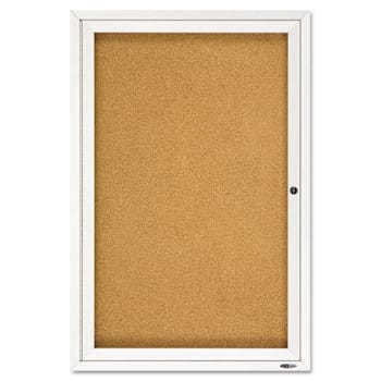 Image for Quartet Enclosed Indoor Bulletin Board-1 Hinged Door 24"X36" Tan-Satin Aluminum from HD Supply