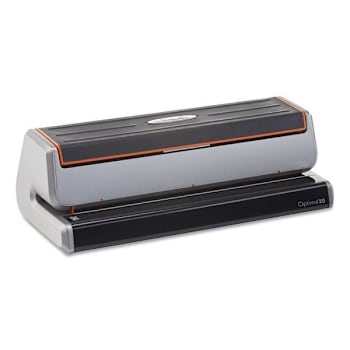 Swingline 20-Sheet Optima 20 Electric Punch Three-Hole 9/32" Holes Silver/Black