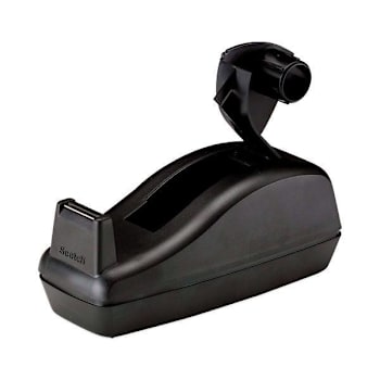Scotch Deluxe Desktop Tape Dispenser Heavily Weighted Attached 1" Core Black
