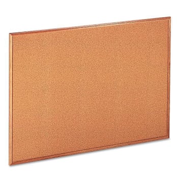 Universal Cork Board With Oak Style Frame 48"X36" Tan Surface Oak Finished Wood