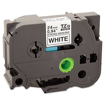 Brother Tze Extra-Strength Adhesive Laminate Label Tape .94"X26.2 Ft Black/White
