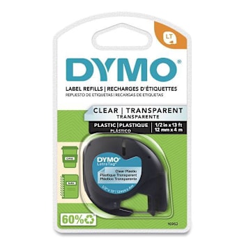 Image for DYMO Letratag Plastic Label Tape Cassette 0.5" X 13 Ft Clear from HD Supply